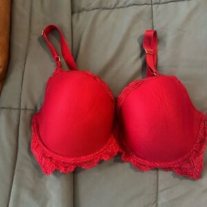 Cacique Red Lace Underwire Bra | 38DD | Sexy Scalloped Lace